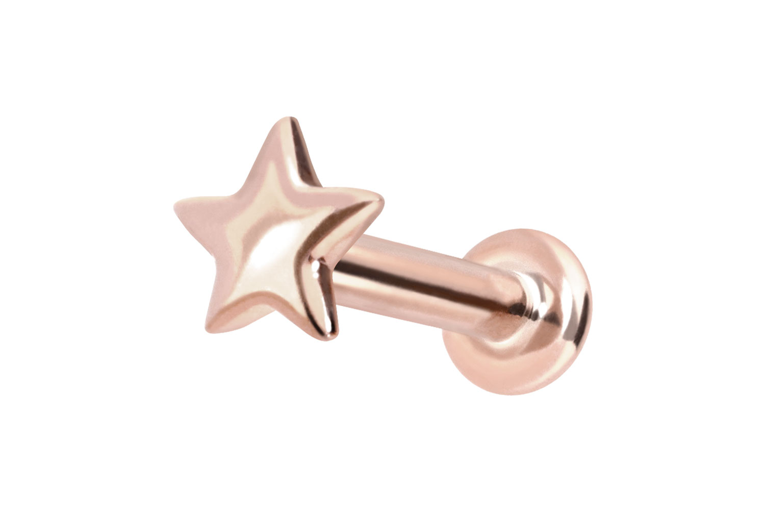 14 Karat Gold Labret Piercing mit Innengewinde STERN